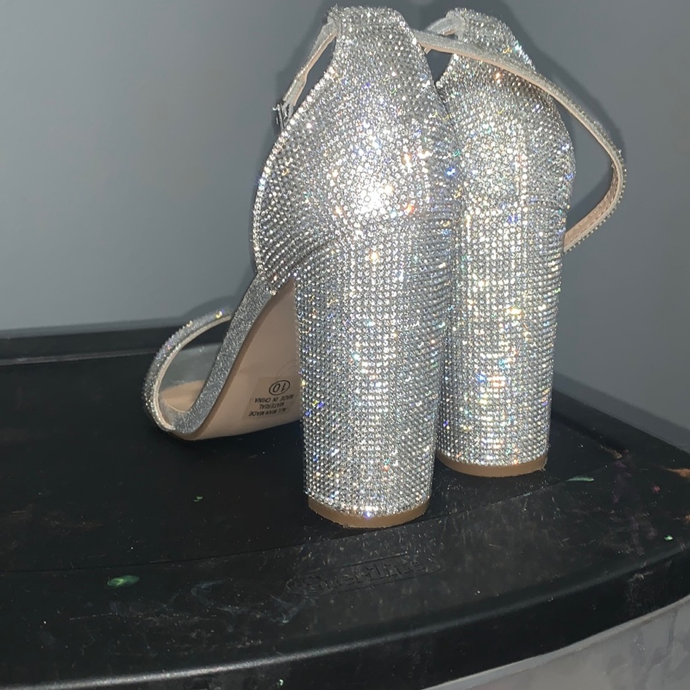 Size 10 Women Block Rhinestone heels